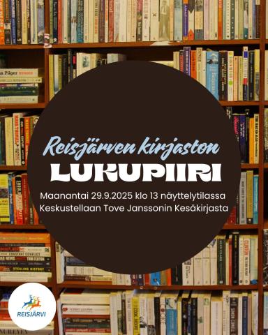 Reisjärven kirjaston lukupiiri ma 29.9.2025 klo 13 näyttelytilassa