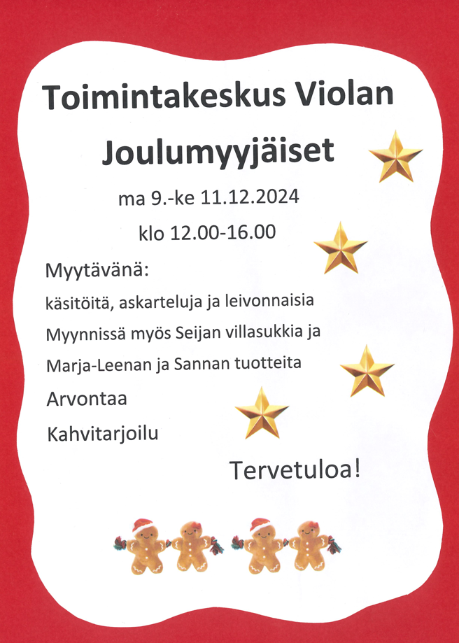 Joulumyyjäiset Toimintakeskus Violassa